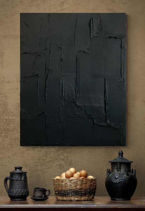 Matte Black Textured Canvas Painting | Paintings by Intuitive Arts Shop