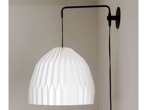 Industrial sconce with pleated dome lampshade, | Sconces by Studio Pleat