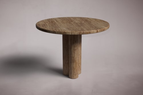 Zade Noche Travertine Dining Table | Tables by HamamDecor LLC