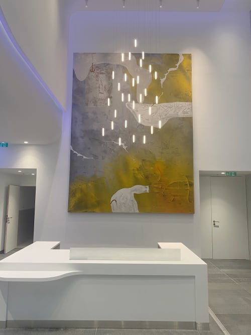 Rainy Day chandelier in the Heart of La Défense | Lighting Design by Beau&Bien | Coeur Defense in Courbevoie