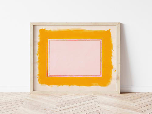 Marigold Yellow And Pink Contemporary Print | Paintings by Emily Keating Snyder