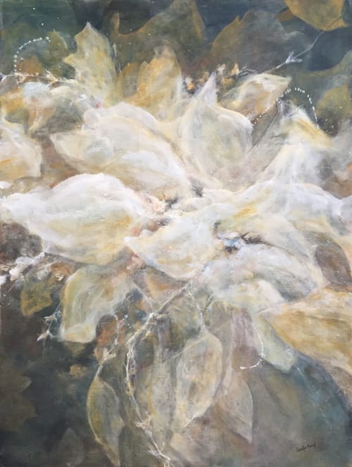Large, Expressive, Abstracted Floral Art in neutral colors | Oil And Acrylic Painting in Paintings by Lynette Melnyk