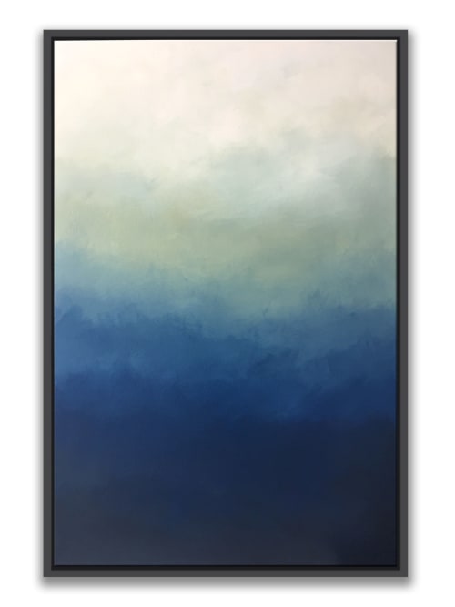 Abstract Blue Ombre | Oil And Acrylic Painting in Paintings by Nicolette Atelier
