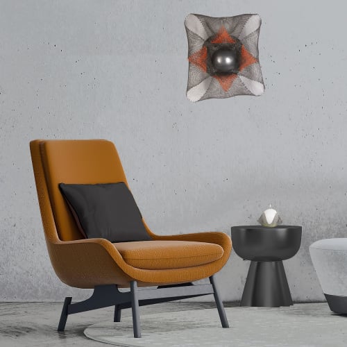 "Wall Sculpture IV" Wire Mesh Black & Cinnamon 13" | Wall Hangings by Anne Lindsay