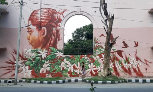 Dharavi's flower | Murals by Alaniz | Lodhi Art District in New Delhi