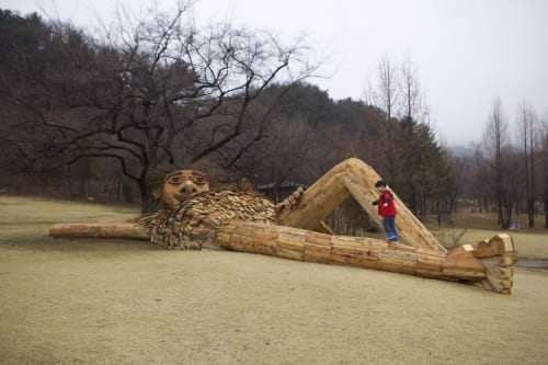 Happy Kim | Public Sculptures by Thomas Dambo | Pyeonggang Botanical Garden in Pocheon-si