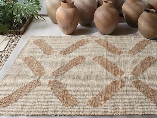 Jacqard Woven handmade jute rug - 160x230 cm-Natural/Ivory | Area Rug in Rugs by Selligram