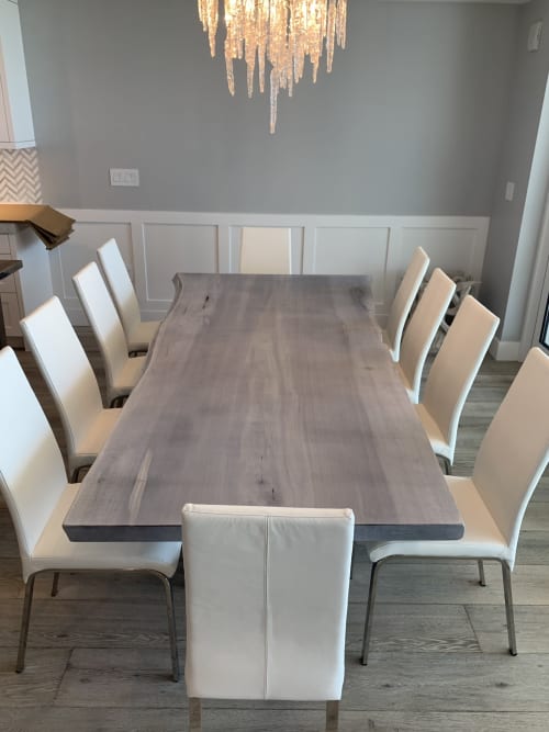 Grey Washed Live Edge Maple Dining Table | Tables by Live Better Furniture