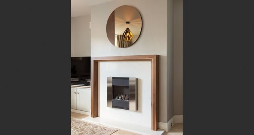 Walnut Fire Surround and Burr walnut Segment mirror | Art & Wall Decor by Martin Gallagher Furniture