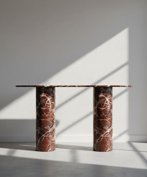 Italian Premium Rosso Levanto Marble Console Table | Tables by Tinella Collection