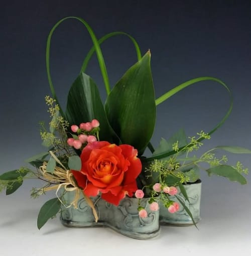 Embossed Ceramic Flower Brick with Twist Detail | Vases & Vessels by Geometric Illusion Ceramics (Tania Rustage)