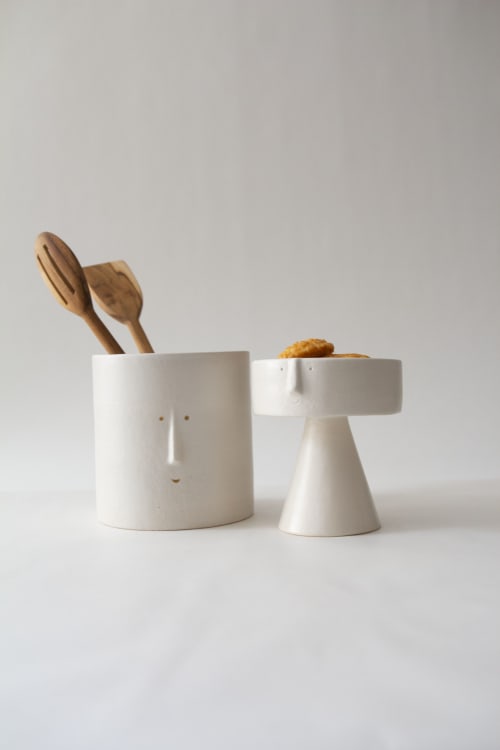 Porcelain Ceramic Utensil Crock Holder - The Bright Angle