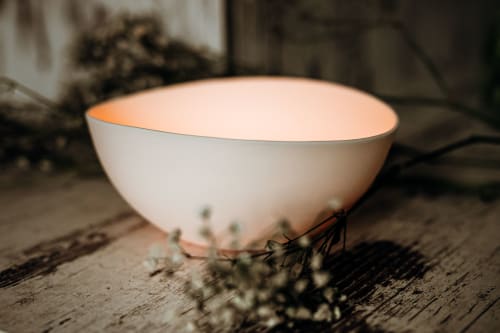 Large Porcelain bowl/candle holder. Snow-white,translucent | Decorative Objects by ENOceramics