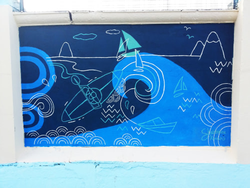Wave | Street Murals by Sharmaine Kwan | Medway Watersports Centre in Gillingham