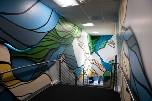 Dimensional LED Light Mural at Coursera | Murals by Strider Patton | Coursera in Mountain View