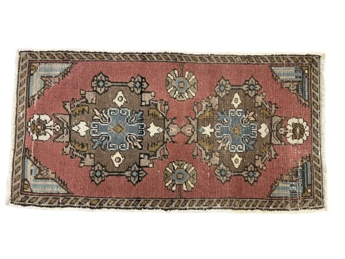 Vintage Turkish rug doormat | 1.9 x 3.4 | Small Rug in Rugs by Vintage Loomz