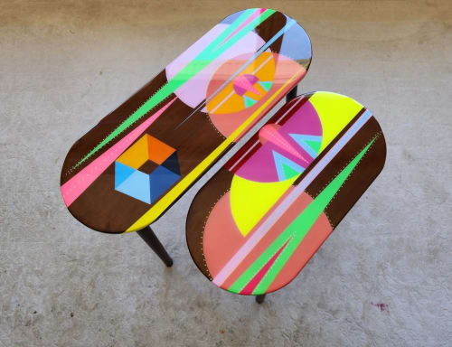 Colorful Pop Art Resin Side Coffee Tables | Side Table in Tables by Epoxy Coffee Table Shop