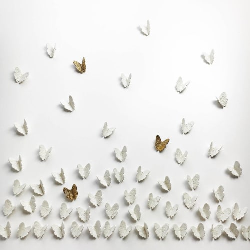 Extra Large Butterflies Wall Art Set of 60 | Wall Hangings by Elizabeth Prince Ceramics