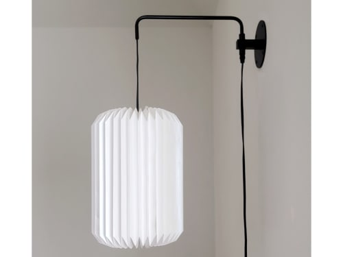 Industrial sconce with pleated lantern lampshade | Sconces by Studio Pleat