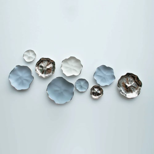 Porcelain Flower Discs Wall Installation Blue Platinum | Wall Hangings by Maap Studio