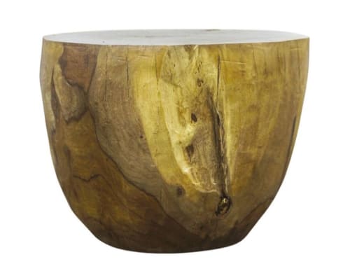 Carved Live Edge Solid Wood Trunk Table ƒ6 by Costantini, Fr | Side Table in Tables by Costantini Designñ