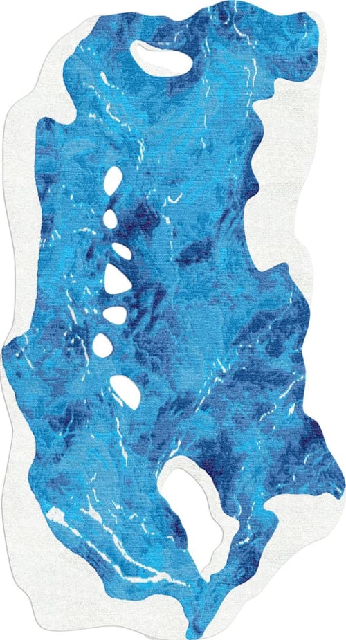 Rug Magnetic Soil Bright Blue modern unusual form | Rugs by Atelier Tapis Rouge
