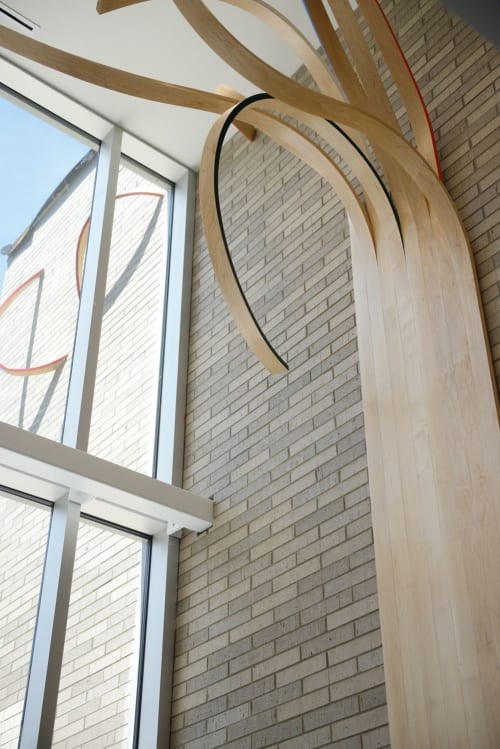 entre les lignes | Wall Sculpture in Wall Hangings by Eric Sauvé | École Saint-Isaac-Jogues in Montréal