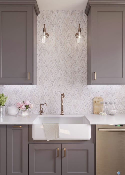 Skinny Chevron Calacatta Gold Mosaic Tile | Tiles by Tile Club