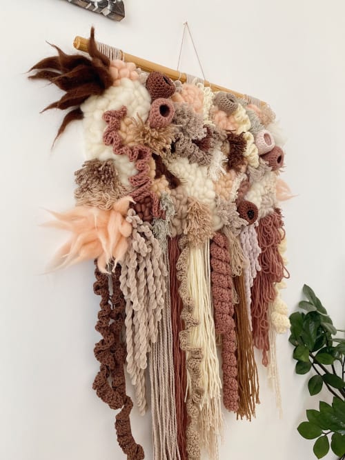 L Eva’s Doodlings Woven wall decoration, coral reef in beige | Tapestry in Wall Hangings by Awesome Knots