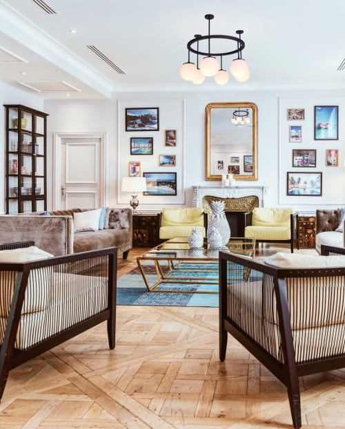 Tona Halo Milk Glass Chandelier - Short | Chandeliers by Atrix Lighting | Los Angeles in Los Angeles