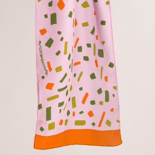 "Cabrera" pink screen-printed 100% silk foulard | Apparel & Accessories by Natalia Lumbreras