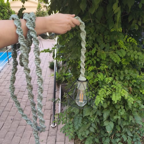 Rustic Rope Pendant Light with Edison LED Bulb – Handmade | Lamps by Magdyss Boutique