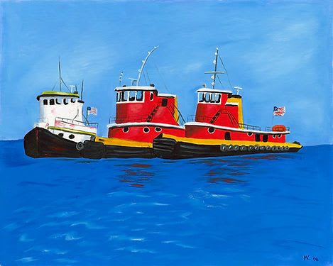 Pat's Tugboats - Vibrant Giclée Print | Prints in Paintings by Michelle Keib Art