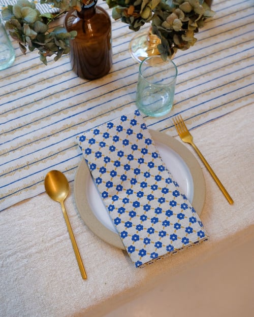 Pia - Block-printed Table Napkins - Set of 4 | Linens & Bedding by Soil to Studio | Industry City in Brooklyn