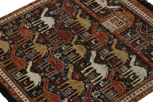 Rug & Kilim’s Tribal rug in Black with Red, Gold-Brown | Rugs by Rug and Kilim