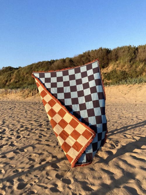 Checkered Throw/ Blanket/ Boho Bedding - Terracotta | Linens & Bedding by What The Mood