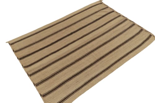Handwoven Vintage Kilim Beige-Brown Stripe Patterns | Rugs by Rug a