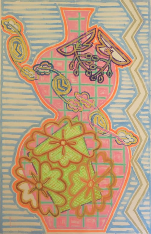 Pink gourd-shaped bottle | Oil And Acrylic Painting in Paintings by Hikaru O