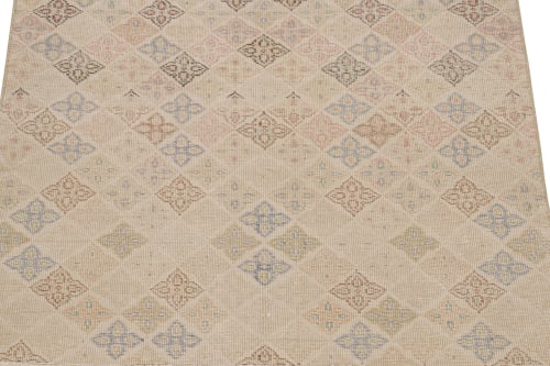Vintage Zeki Müren Rug in Beige with Geometric Patterns | Area Rug in Rugs by Rug and Kilim