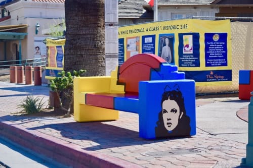 Street Bench Art - Judy Garland | Street Murals by Tysen Knight | Palm Springs Historical Society in Palm Springs