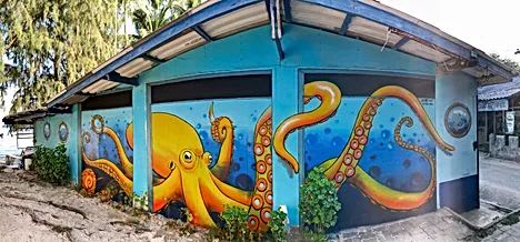 “Escape Octopus” Project | Murals by Seth Womble | Sairee beach in Ko Tao
