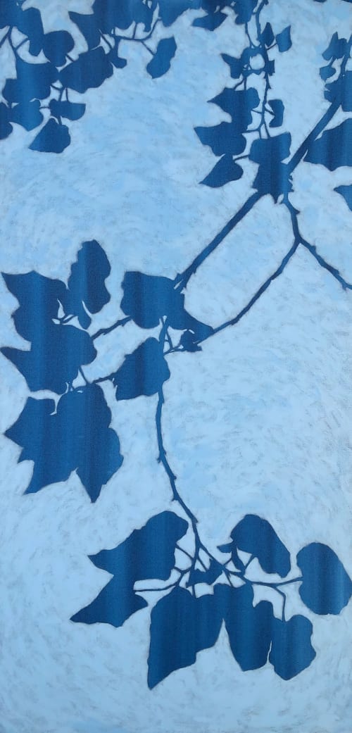 Twilight Redbud: 48 x 24" Acrylic painting on canvas | Oil And Acrylic Painting in Paintings by Christine So