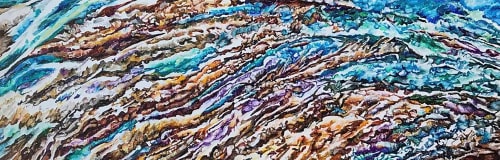 Quartz 'Swirl', Acrylic on canvas, 40 x 120cm | Paintings by Sangeeta Sagar
