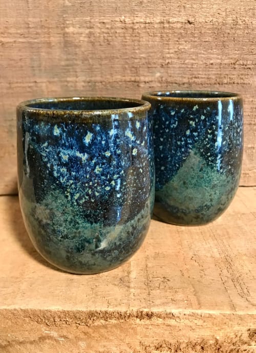 Pair of Horizon Stemless Wine cups, 10 oz. | Cups by Honey Bee Hill Ceramics