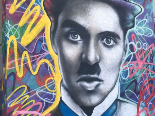 Charlie Chaplin Street Art Mural | Street Murals by Shane Grammer Arts