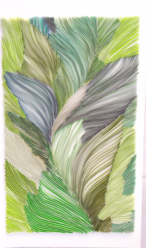 "Nature of Green" - abstract painting -paper wall art- paper | Mixed Media in Paintings by Glimpsecraft