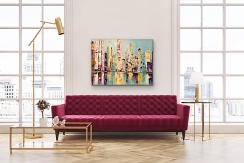 Big Blue City | Oil And Acrylic Painting in Paintings by Lori Burke