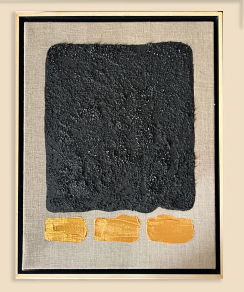 Luxury Gold and Carbon Painting on Spanish Linen Minimalist | Oil And Acrylic Painting in Paintings by RGB Fine Art