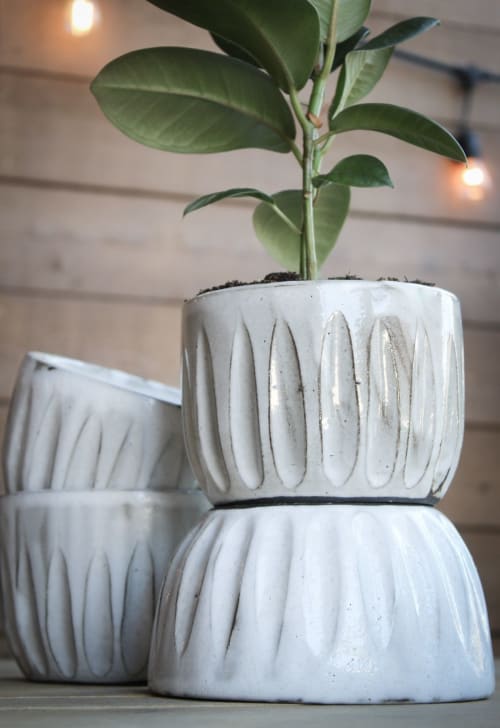 Rustic modern planters | Vases & Vessels by Orange Peel Pottery
