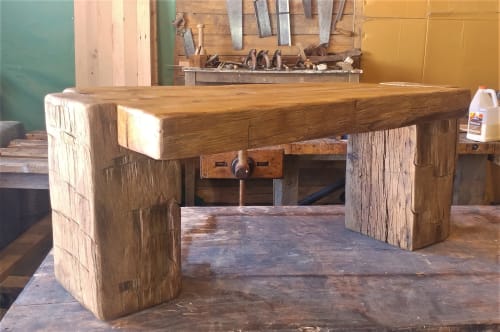Hand Hewn Oak Beam Bench/table — Reclaimed Timbers | Tables by Paul's Green Barn